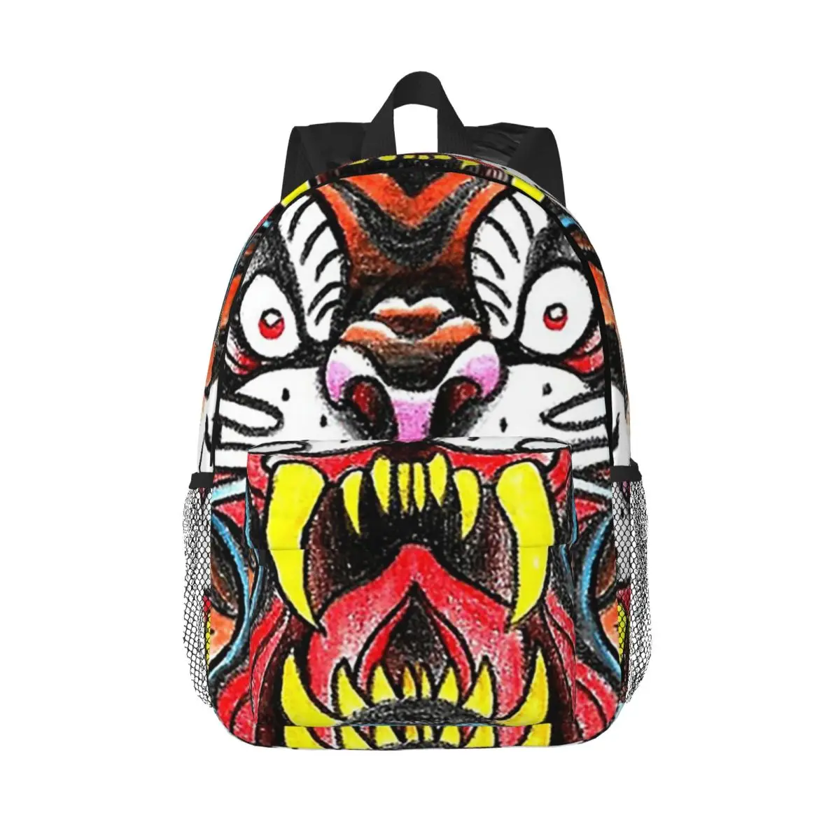 Retro Traditional Tattoo Tiger Backpack Daypack Large Capacity Boys Girls BookBag Shoulder Bags for Unisex Children School Bag