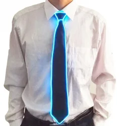 Men Glowing Tie Wire Neon LED Luminous Tie Glasses Cosplay Party Haloween Christmas Luminous Light Up DJ Bar Club Stage Prop