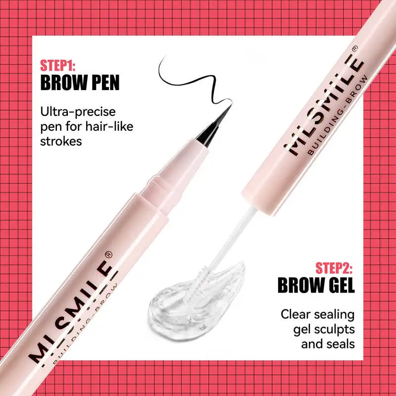 MLSMILE 4-farbiger, doppelseitiger, formender Augenbrauenstift, langlebige Einstellung, natürlich schlanker flüssiger Eyeliner, neu