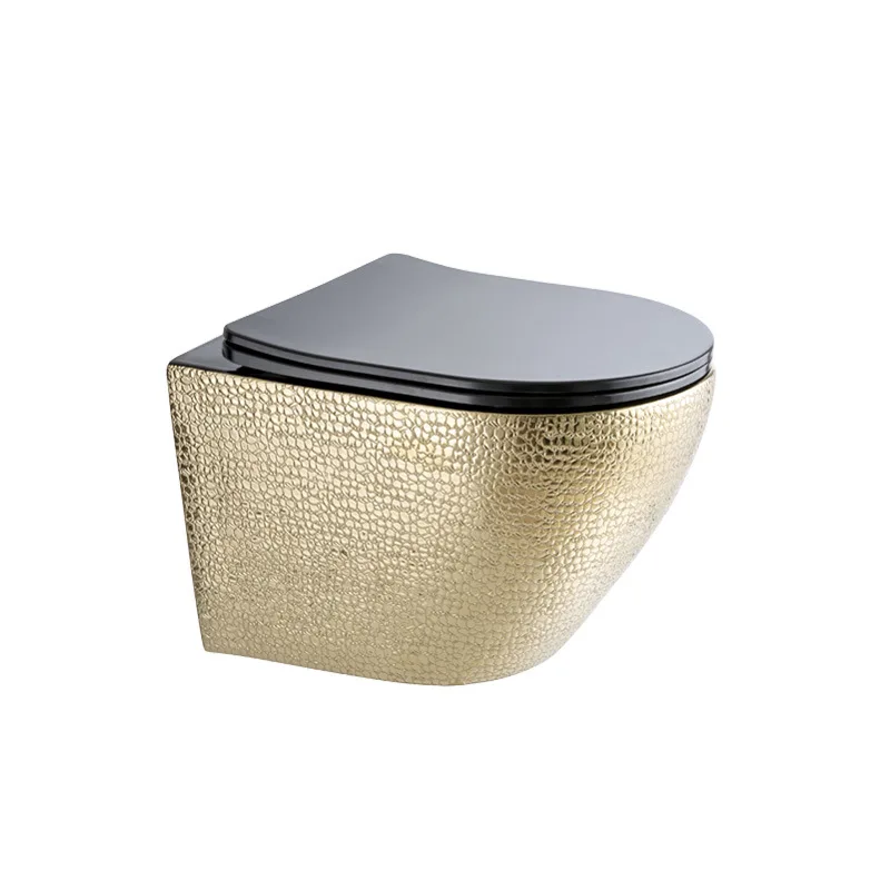 Matte black wall-mounted toilet, white suspended embedded wall-mounted toilet