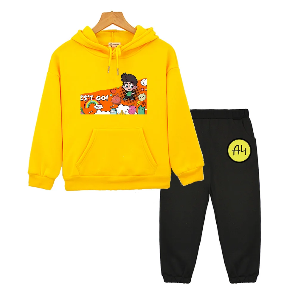 Влад A4 Бумага MerchA4 Hoodie and Pants Sets Long Sleeve Boys Girls Sweatshirts Cartoon Graphic Printing Pullovers Autumn Winter