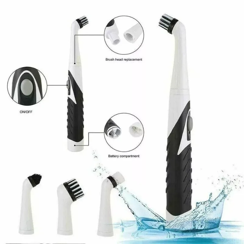 Электрическая щетка для чистки, скруббер для чистки, электрическая щетка для дома, кухни, ванной комнаты, 4 головки для ванной комнаты, туалета, кухонной плитки