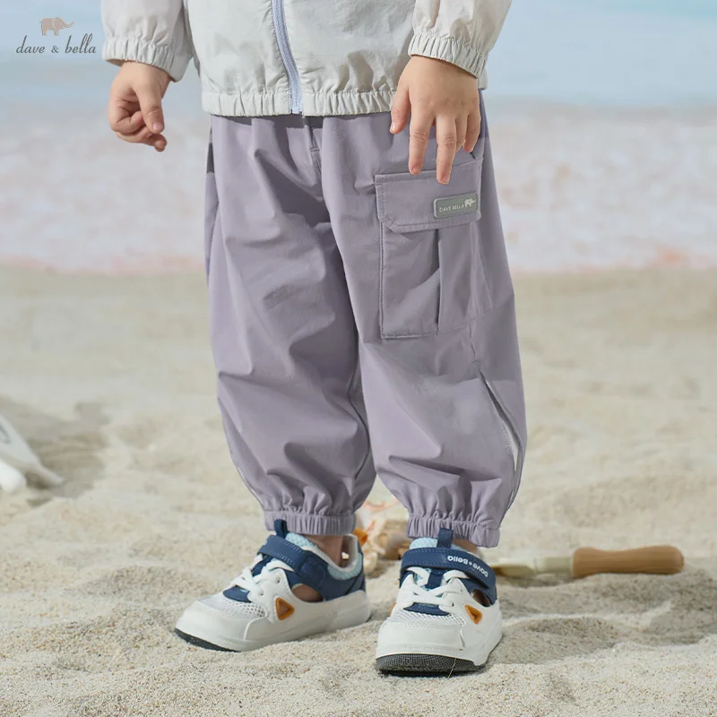 Dave Bella Summer Children Pants Elastic Waist Baby Boy Girl Solid Trousers with Pockets Kids Sports Pants DB2251534