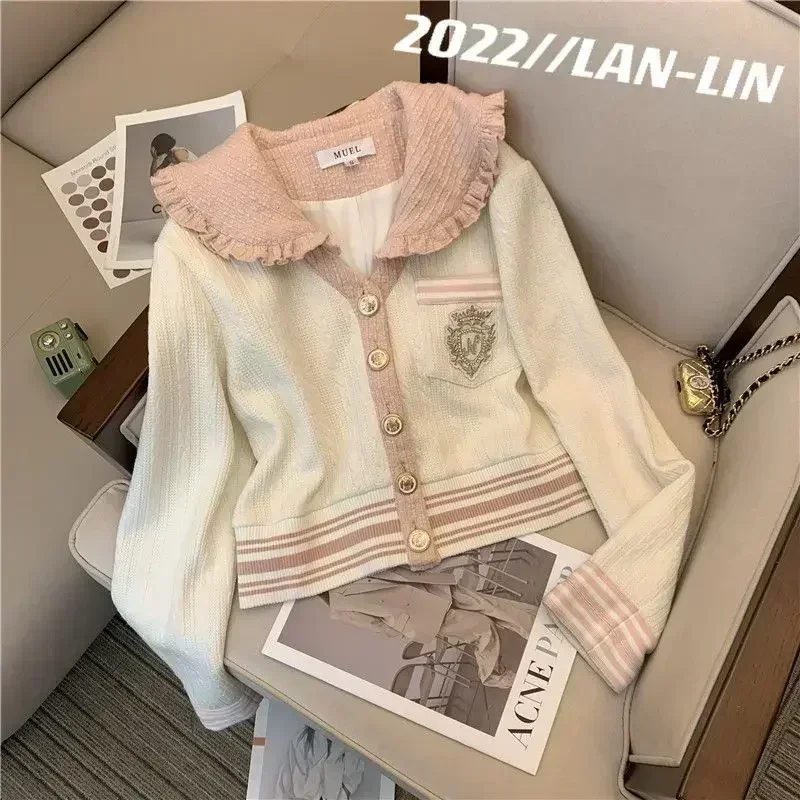 Fashion Track Suits for Women 2 Piece 2023 Spring Summer Korean Sweet Cute Coat Zipper + Wide Leg Pants Two Piece Set Sportswear