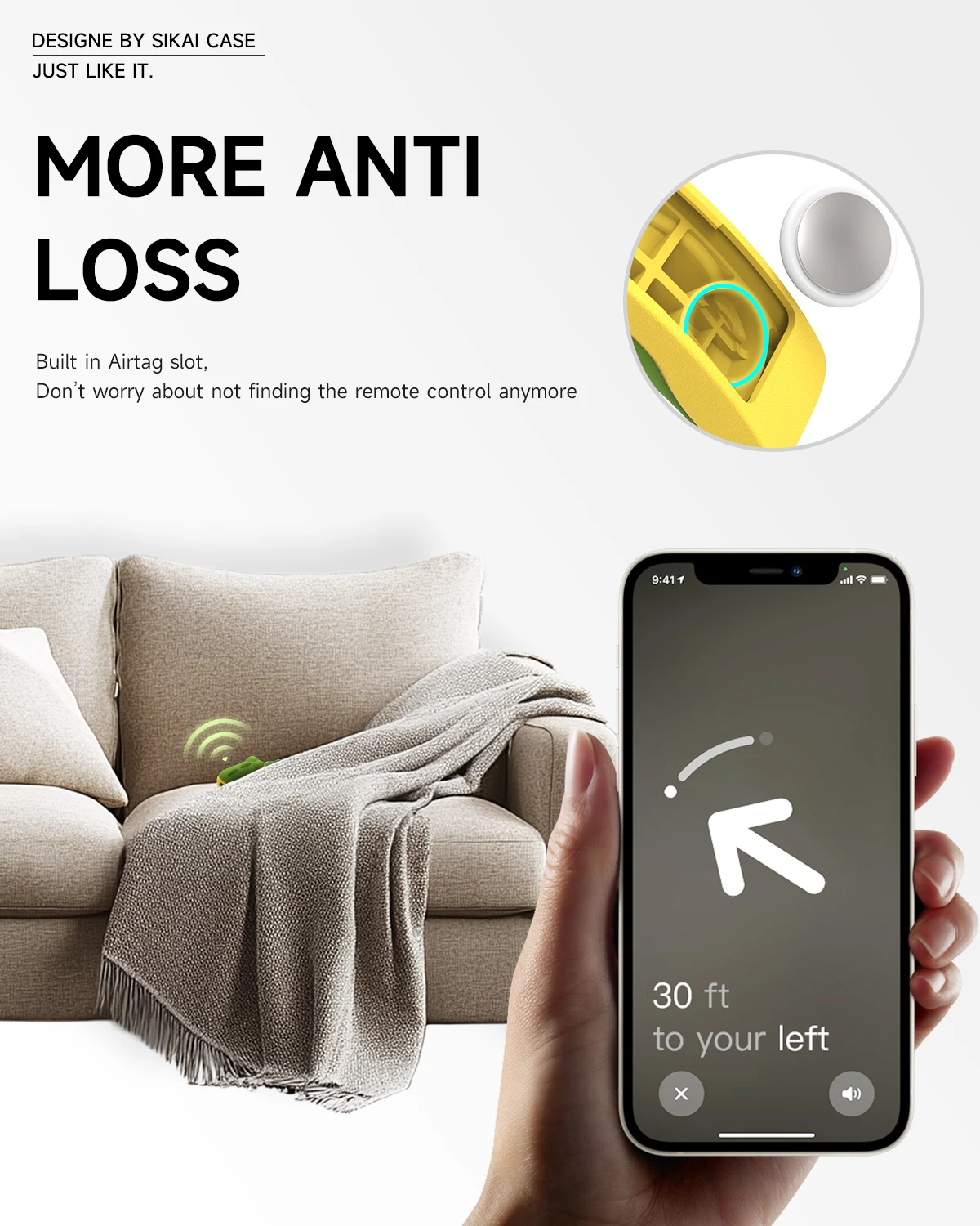 حافظة سيليكون Sikai لجهاز Apple Siri Remote 2021/2022 (الجيل الثاني/الثالث) مع حافظة واقية لحامل AirTag لجهاز Apple TV 4K Siri Remote