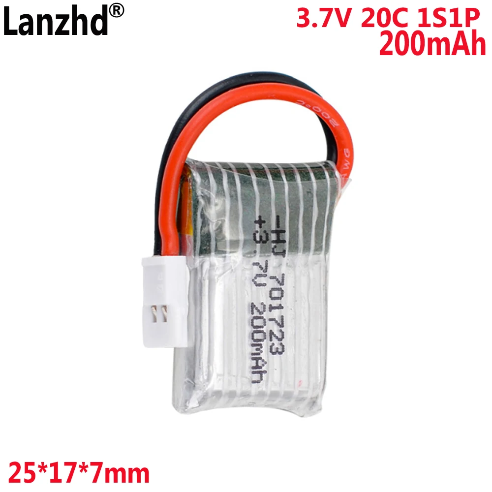 3.7V 200mAh 20C is suitable for H8 H36 H20 X902 quadcopter model battery 701723  25*17*7mm