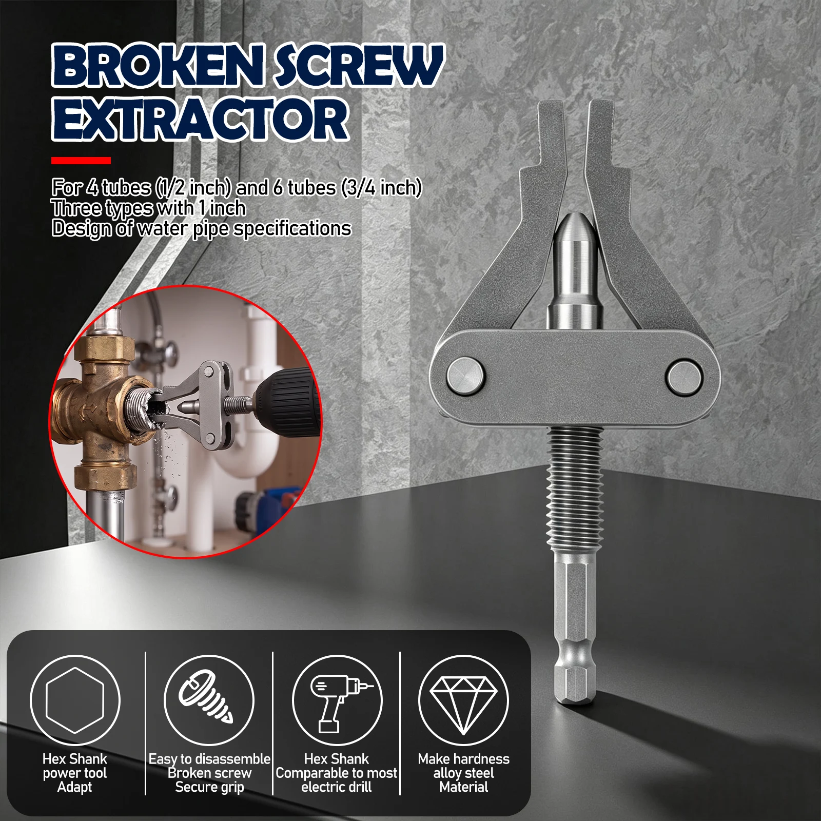 2Pcs Broken Pipe Tap Extractor Tool for 1/2