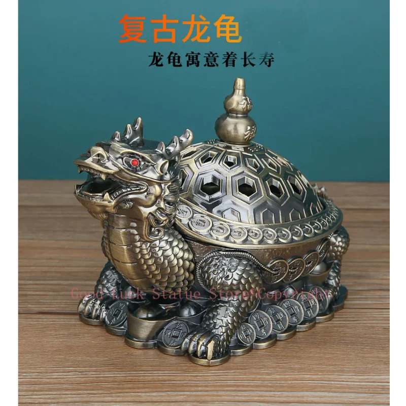 

BEST gift Southeast Asia Good luck Dragon turtle ashtray statue mascot HOME office shop BAR CLUB Decoration bring wealth fortune