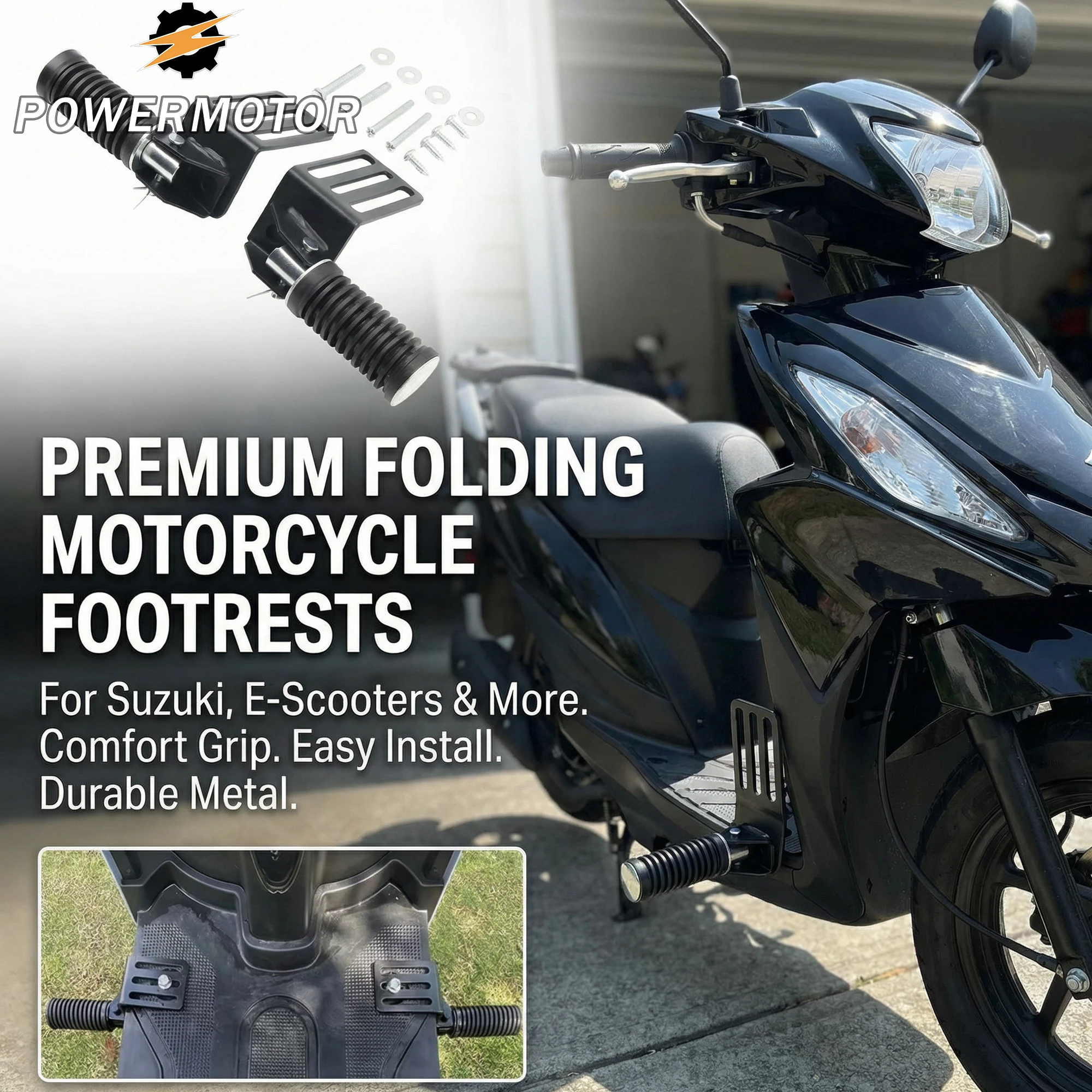 

Scooter Motorcycle Front Footrest Foldable Foot Pegs for Suzuki Cruise Scooter Electric Vehicle Anti-slip Pedal Aluminum Parts