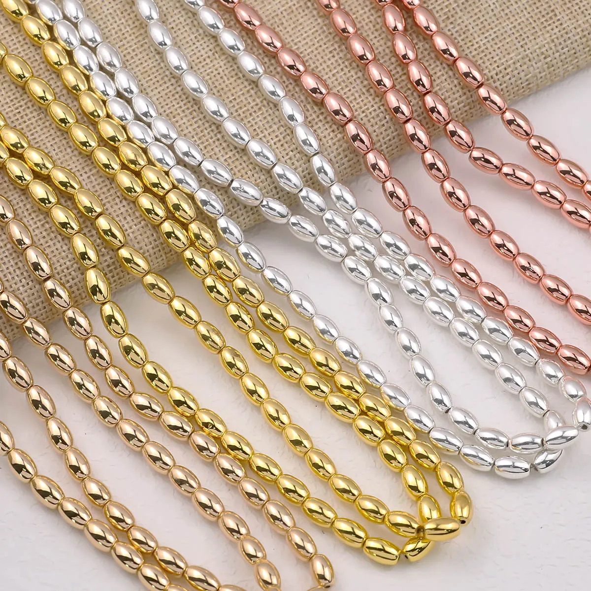 15 ''vergoldete Hämatit Naturstein ovale lose Abstands perlen für DIY Schmuck Herstellung Armband Halsketten Zubehör 8x5mm