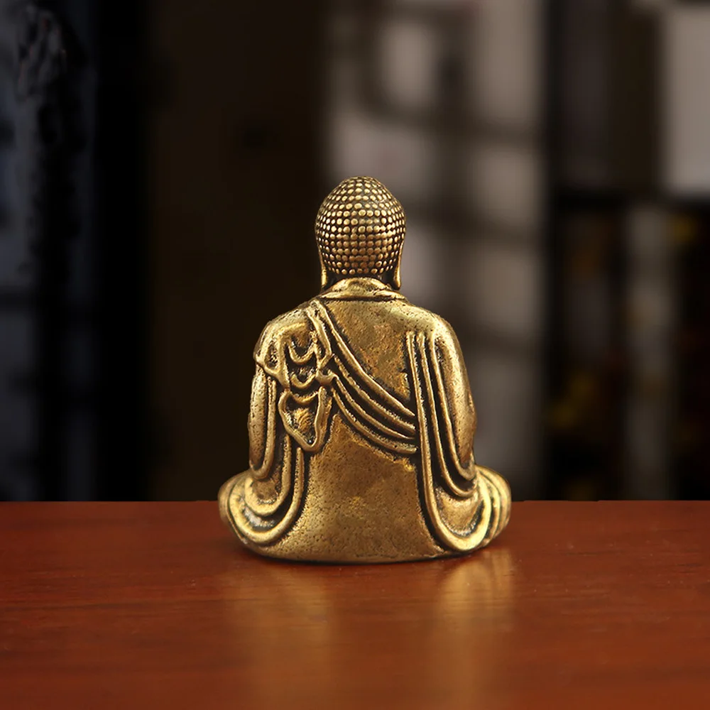 Mini-Messingstatue des Tathagata-Buddhas, buddhistisches Mahāvairocana-Idol, Kunsthandwerk, Feng-Shui-Glücksbringer, Dekoration für Auto, Möbel und Zuhause – Detail 2