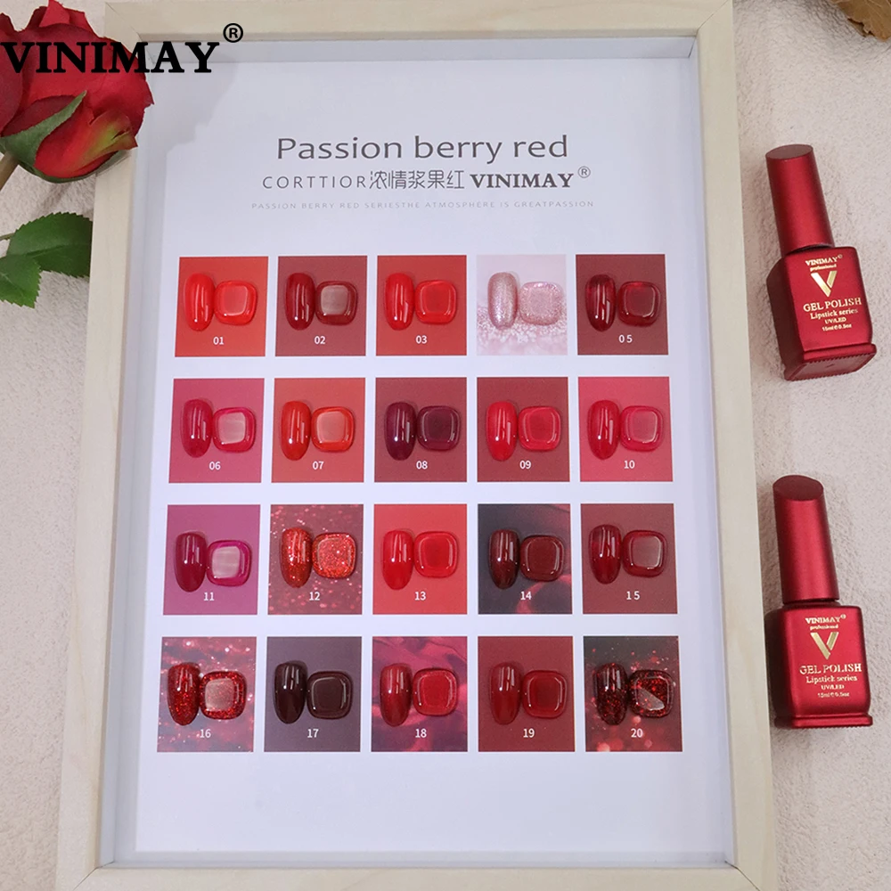 VINIMAY 20pcs/Set Red Gel Nail Polish Nail UV Gel Varnish Soak Off Gelpolish Gel Varnish Nail Art Lacque Primer