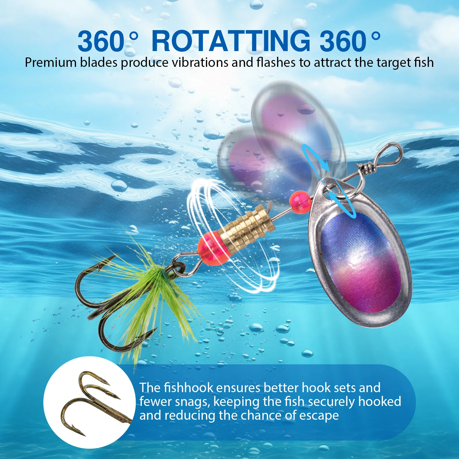 Rotierender Spinner-Angelköder – Fishing Hook Treble Bewertung und Preis
