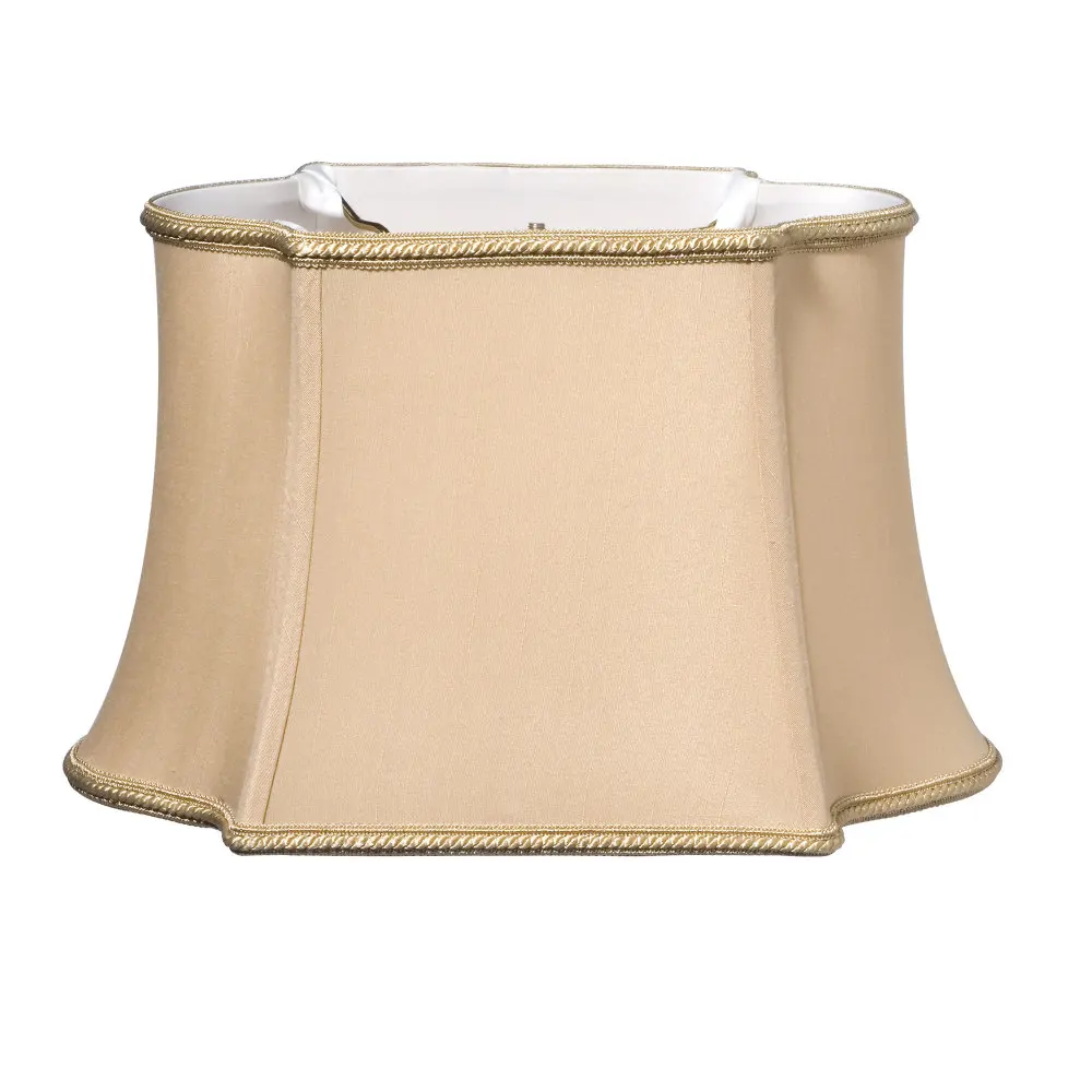 

Vintage Gold Oblong Lampshade With Brass Washer Fitter Shantung Silk Fabric Softback Design For Table Floor Lamp Home Decor