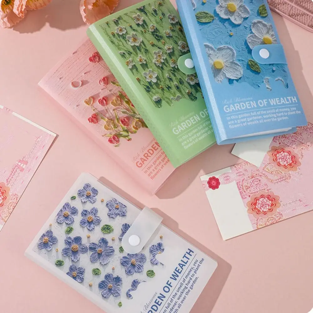 Flower Printed Button Notebook for Money Anti-splash Water Diary Notepad Cash Budget Ledger Savings Handbook Cash Envelopes