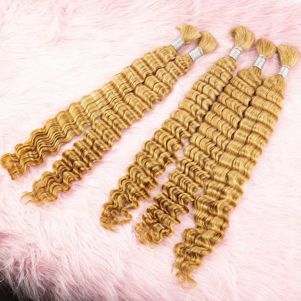 Nabi Hair Braiding Bundles Honey Blonde Virgin Human Hair Bulk Deep Wave Hair Extensions for Salon Supply