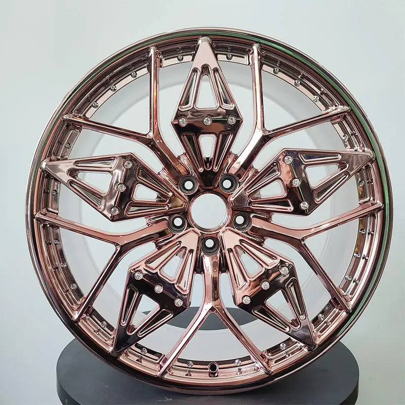 &c Custom Chrome Rose Gold Color Forged Wheels  Aluminium Inch Car Rims