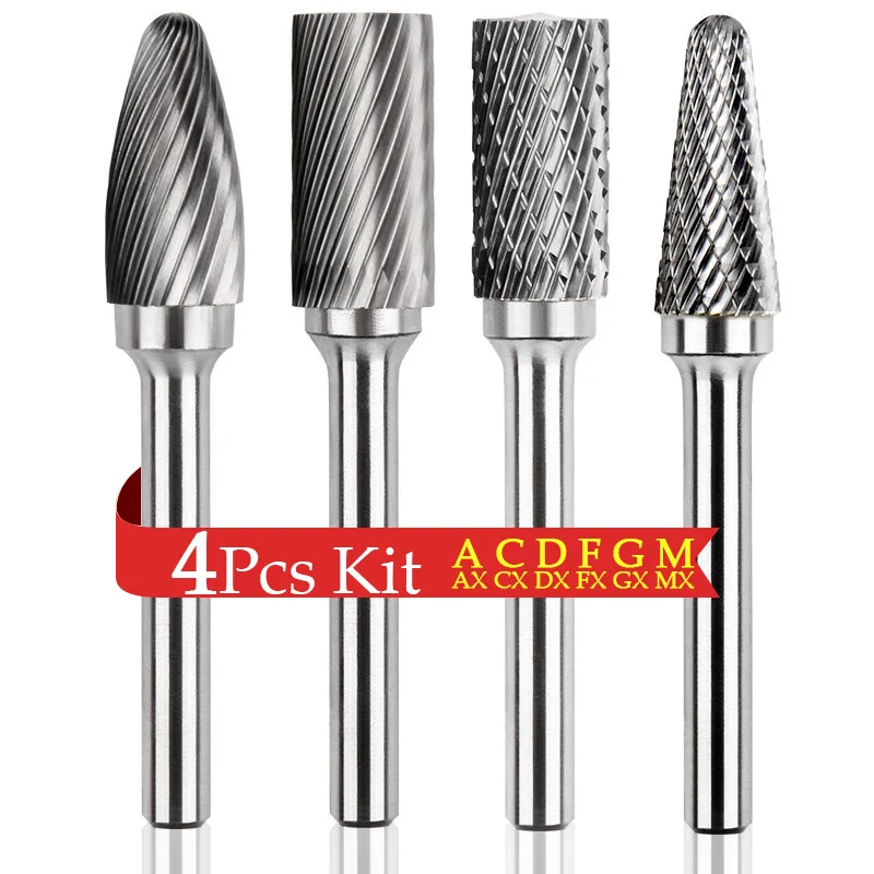 4PCS Rotary Files Kit 1/4