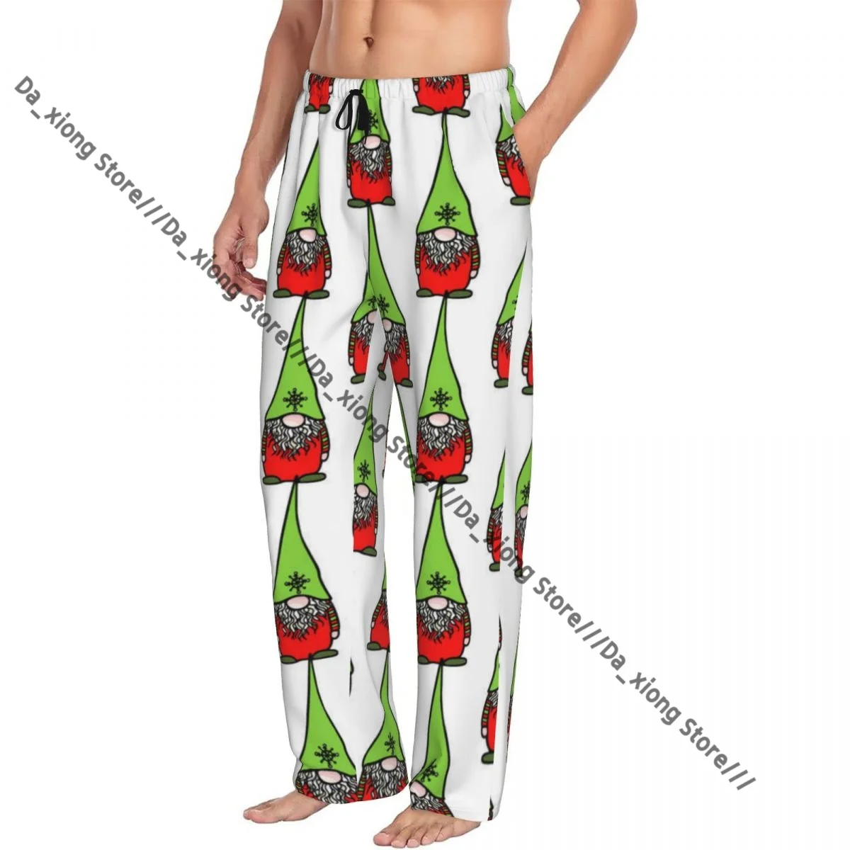 Christmas Gnomes Pattern Mens Pajamas Pyjamas Pants Lounge Pants Sleep Bottoms