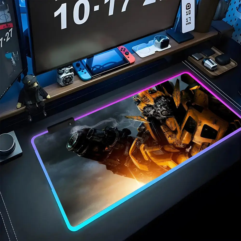 T-Transformers Mouse Pad Gamer Luminescence Led Mouse Pad Gaming Table Rgb Deskmat Keyboard Pc Mousepad