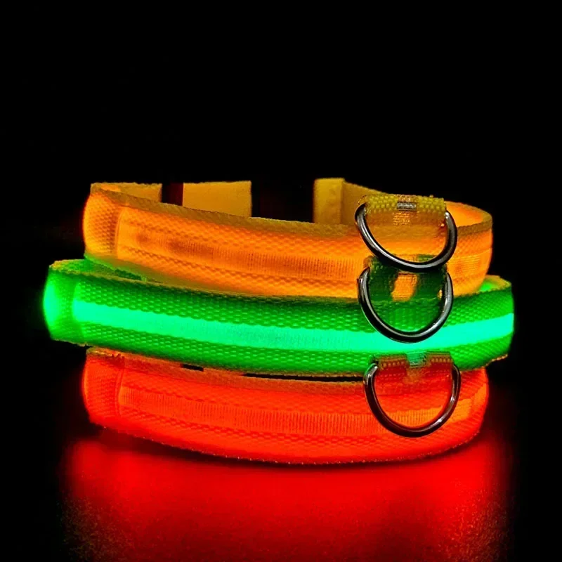 LED Dog Collar 3 Modes USB Rechargeable Adjustable Luminous Collar Night Safety Light Pet Accessory