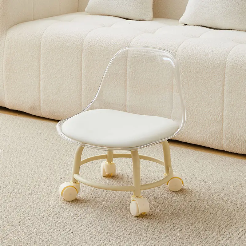 

Acrylic Small Stool, Silent With Universal Wheels, Children's , Internet Celebrity Small Chair, Pulley Low ,