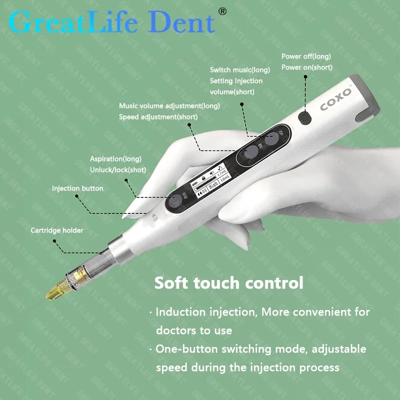 GreatLife Dent COXO GENI Dental Anesthesia Booster Injector Painless Local Oral Anesthesia Unit Lcd Display for Endodontic Treat