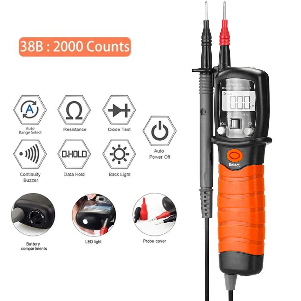 

BT-38B Digital Multimeter Handheld Pen Type Backlight LCD Display DC/AC Voltmeter Voltage Meter Continuity Tester Multimeters