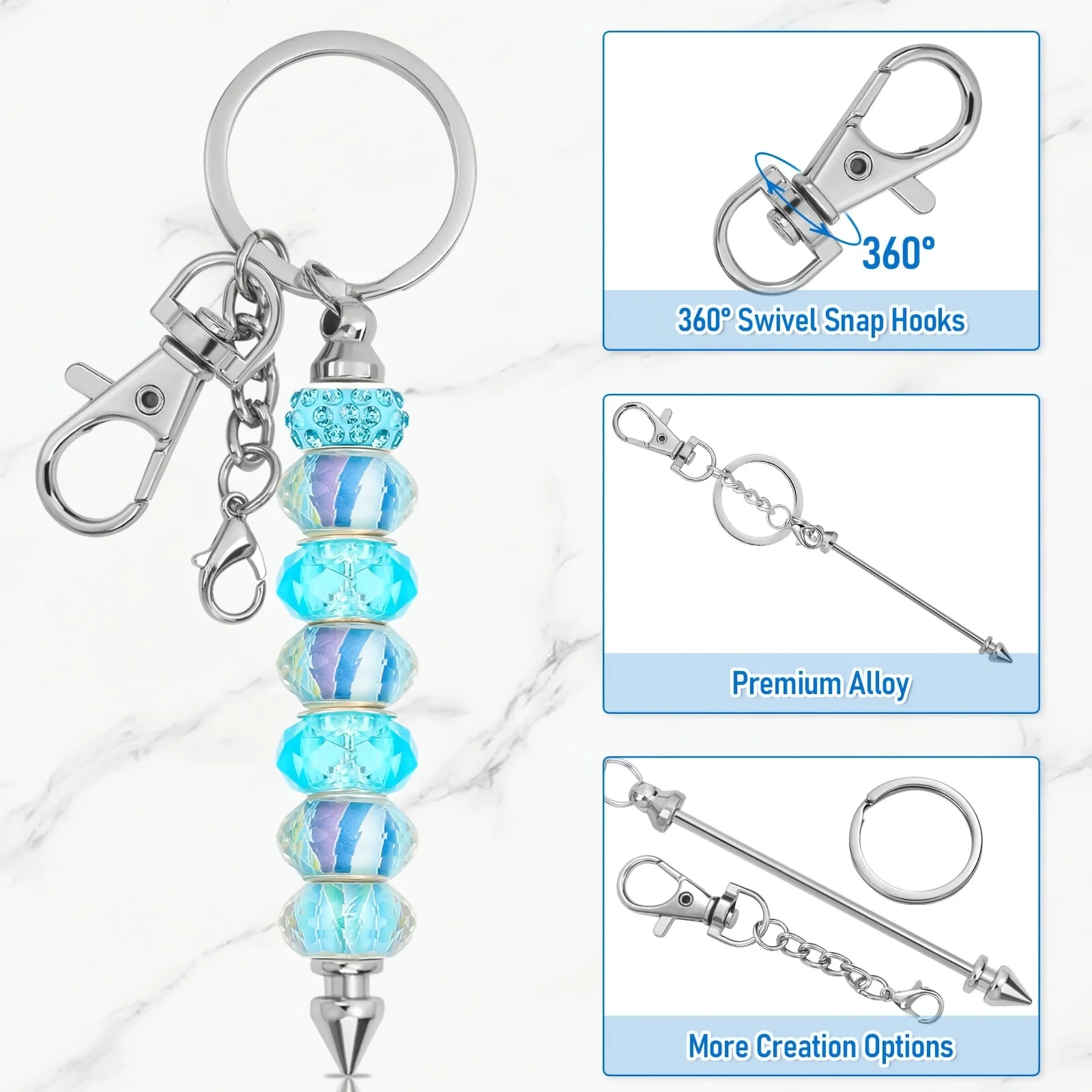 Elegant 13pcs Minimalist Blank Keychain Rods DIY Beading Jewelry Making Supplies Handmade Accessories Gifts High Aesthetic Value