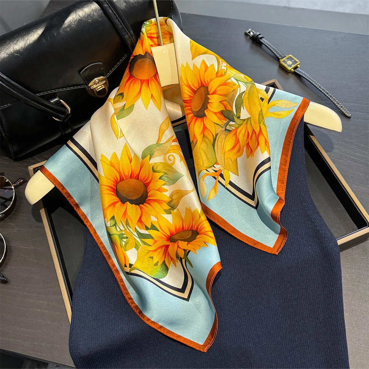 100% шелковый квадратный шарф, женский мягкий платок, женская повязка на голову, хиджаб, шаль с принтом, повязка для волос, бандана, шейный платок, ручные шарфы 2025