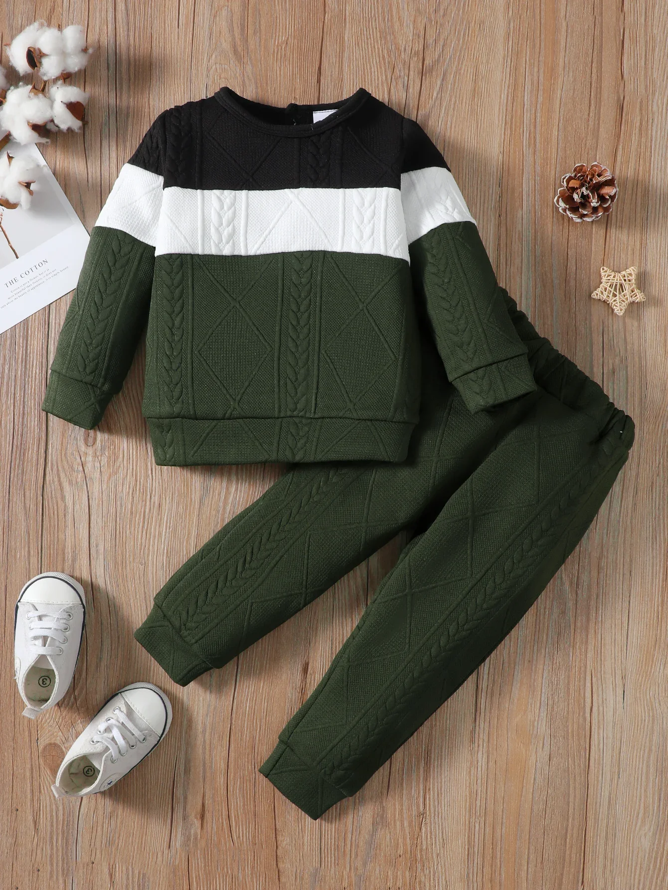 1-6 Years Kids Boy Clothes Set Long Sleeves Color Blocking Sweater + Pants 2PCS Autumn&Winter Children Boy Sport Fashion Outfit