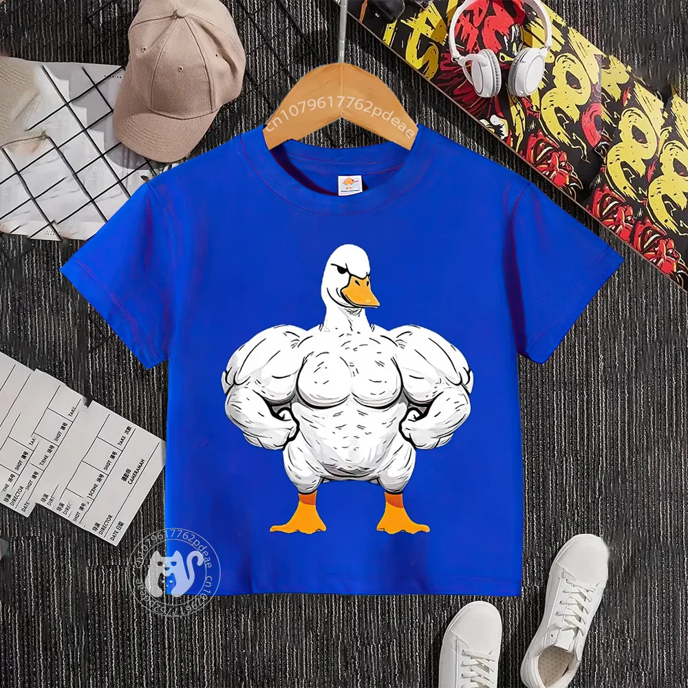 Teen 100% Cotton Kids T-shirt Boys Girls Street Hercules Duck Duck Print Casual Blazer Cotton T-shirt Summer kids wear