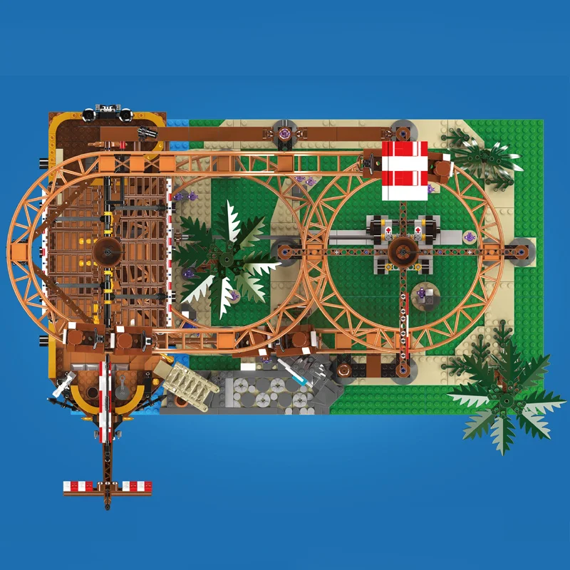 モールドキング 大型遊園地シリーズ11013 ダブルヘリックスローラーコースター 高難易度組み立てブロック玩具