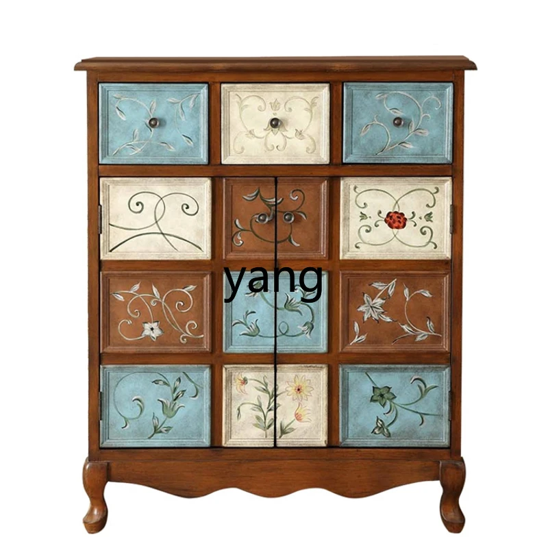 

LMM Retro Side Cabinet Mediterranean Painted Art Furniture