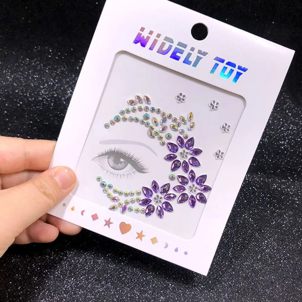 

Waterproof 3D Rhinestones Sticker Glue Free Fake Tattoo Crystal Facials Sticker Glitter Colorful Temporary Tattoo Sticker