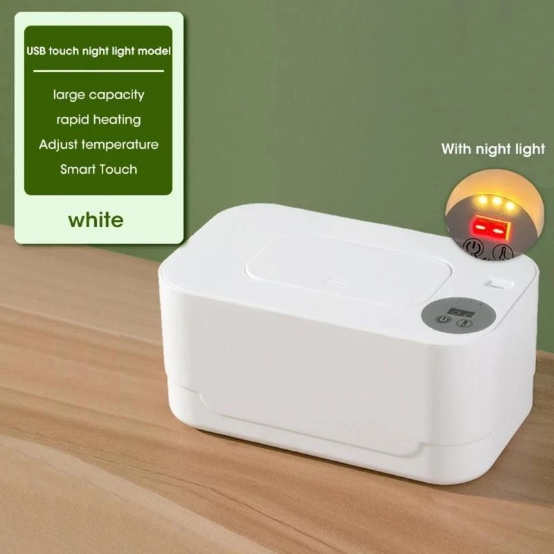 Newborns Baby Wipes Warmer Wet Towel Dispenser Diaper Napkins Heating Box Warming Machine with Night 15UB
