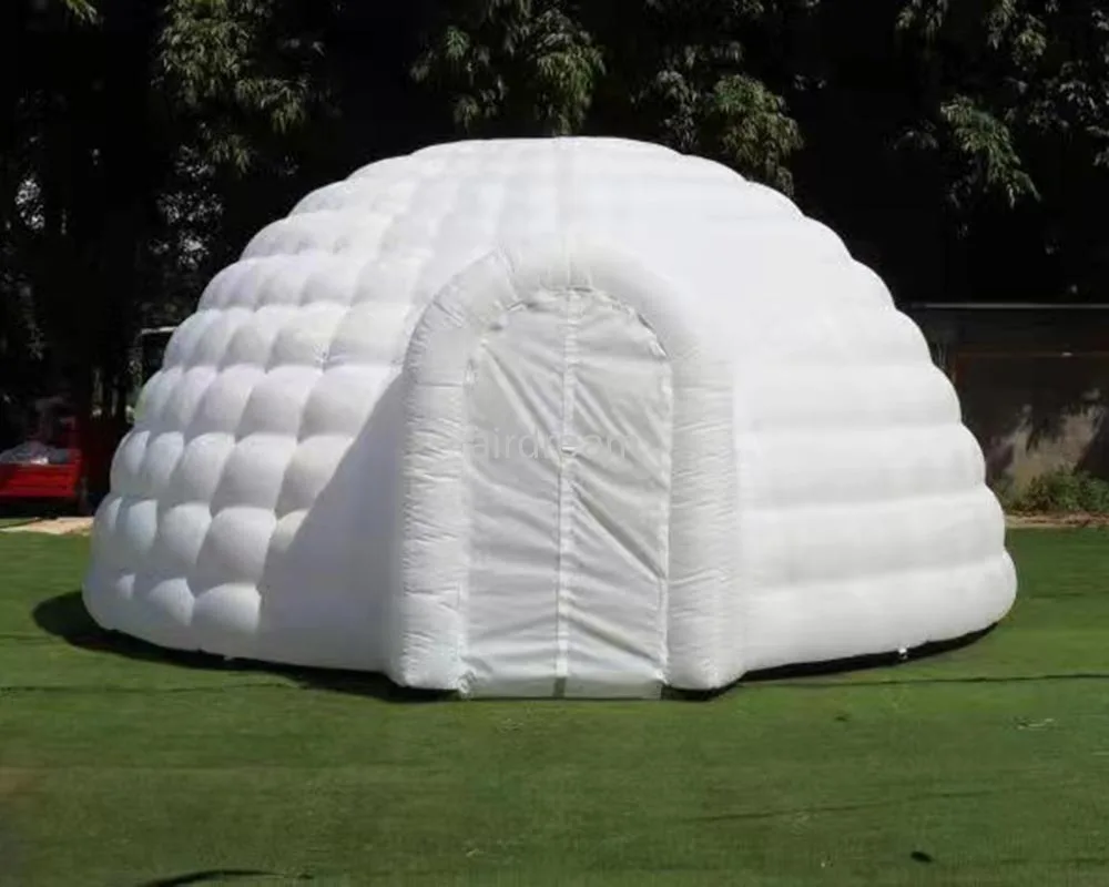 Custom 20/30ft DIA White LED Light Inflatable Igloo Dome Tent For Commercial Advertisement Wedding Camping Events with blower