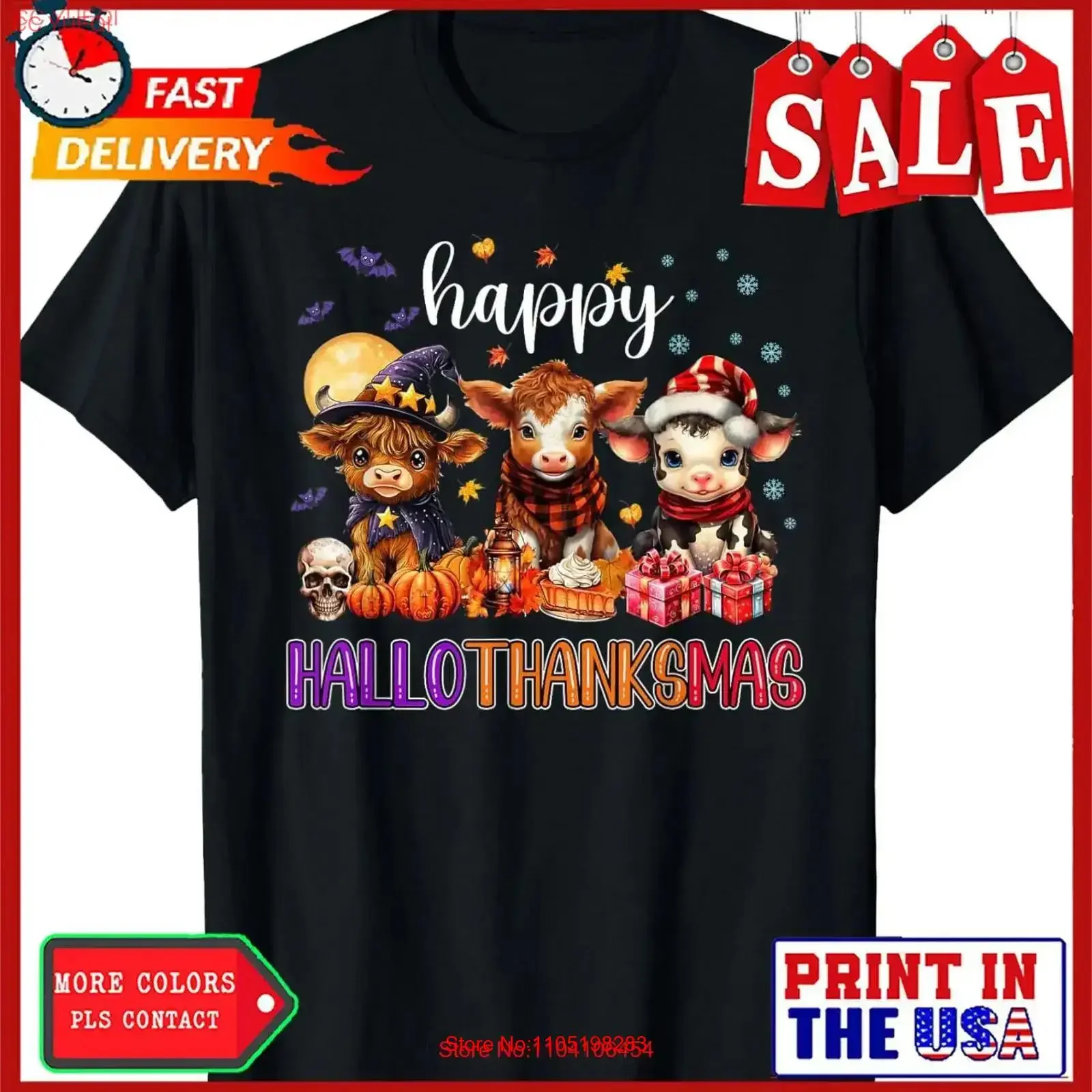 

Хэллоуин, День Благодарения, Рождество, Happy HalloThanksMas Cows, винтажная стираная повседневная уличная одежда, мягкий топ для повседневной носки