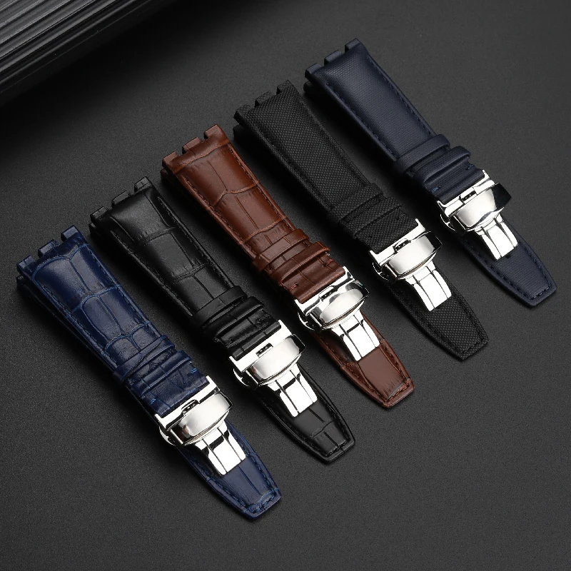 Bracelet de montre en nylon de vachette pour AIKON Series, bracelet de montre dédié, 25mm, structure papillon, AI6008, AI6038, AI6058, haute qualité