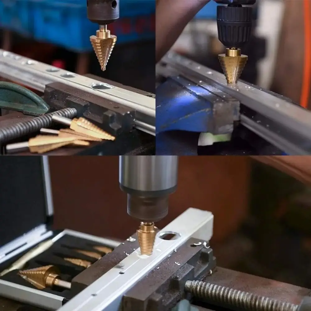 

5 шт., 50 размеров, набор ступенчатых сверл, кобальтовое титановое треугольное сверло, перфоратор, спиральный конический карбид, набор сверлильных инструментов для открытия отверстий