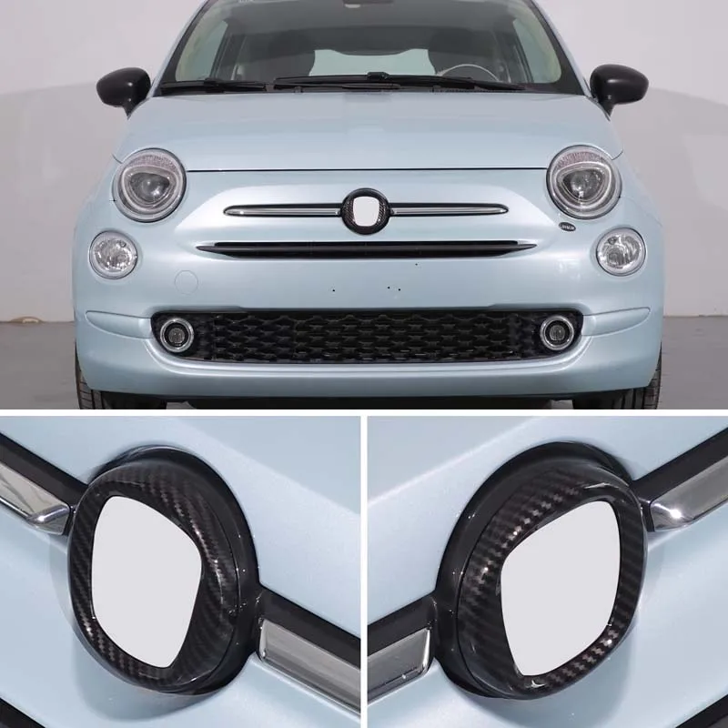 

For Fiat 500 2016-2025 ABS Logo Decoration Ring Front And Rear Cover Car Stickers logo ring decorative accessories