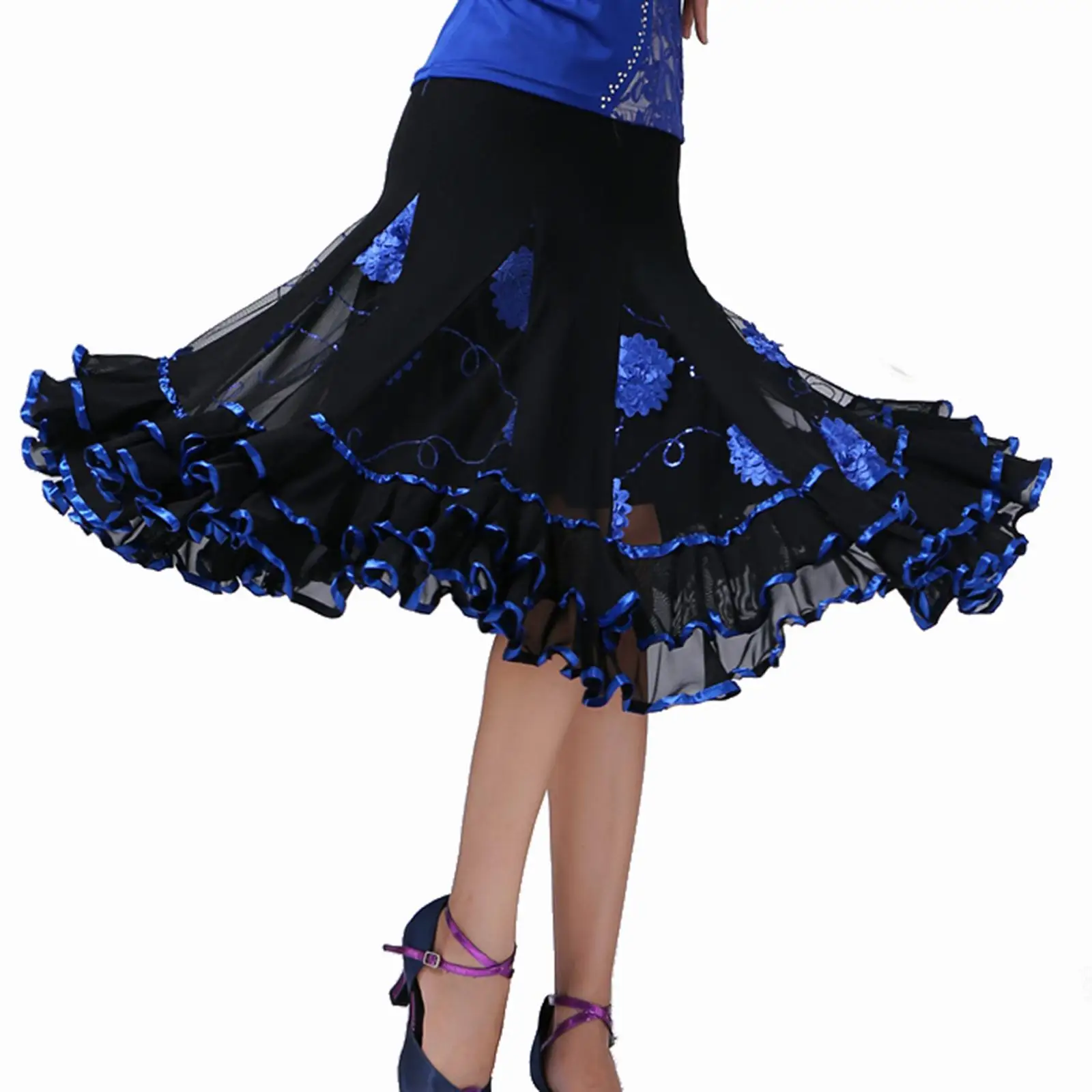 Elegant Ballroom Soft Dance Skirt Dancing Women New Style Casual Costume Long Swing Skirt for Flamenco Rumba Waltz Dancewear