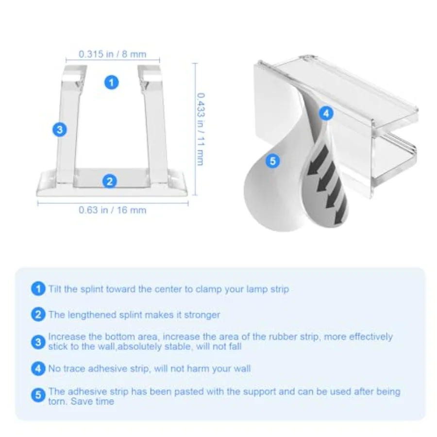 Neon Rope Light Clips Mounting - Pcs Clear Waterproof LED Strip Clip Brackets - Adhesive Wall Mount Holder for Govee and Other