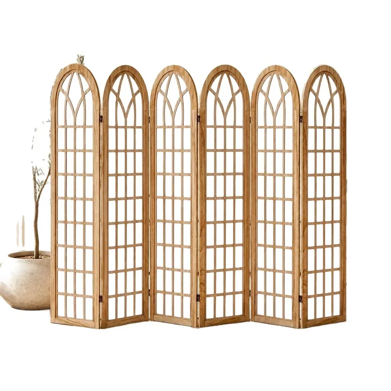 French Retro Solid Wood Folding Screen Photo Frame Room Divider Decorative Partition for Window Porch Background Wall