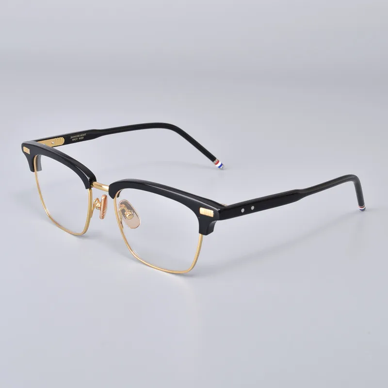 Brand Design Semi Rimless Glasses Frame for Men Women Vintage Acetate Optical Eyeglasses Frames Half Frameless Myopia Spectacles