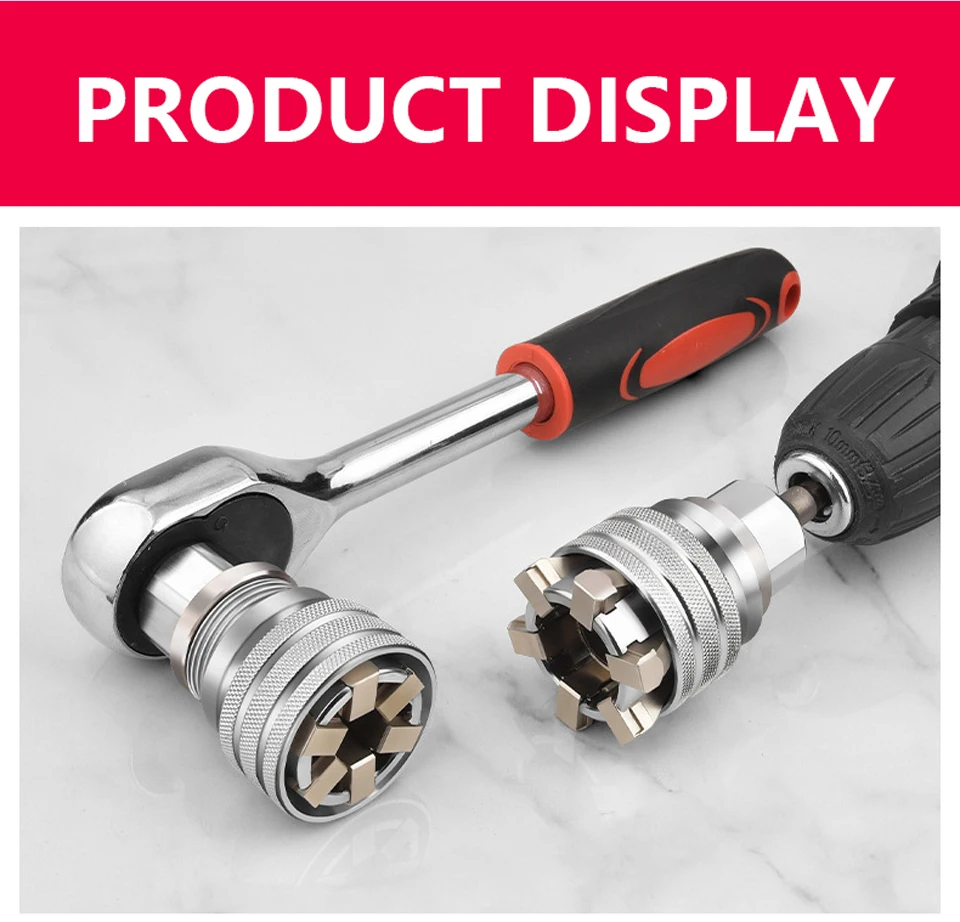 Universalmuffe 3/8 Zoll 10-19 mm Verstellbarer Sechskant-Universalsteckschlüssel Drehmoment-Ratschenschlüssel Kopf Spannerhülse Reparaturwerkzeug – Detail 9