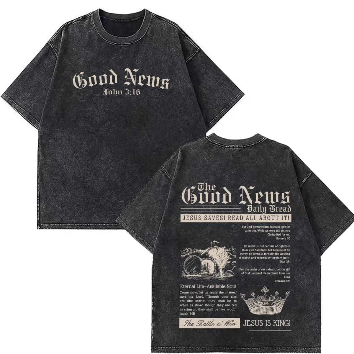 Good Jesus Faith Bible Vers Graphic Tees Men Women Loose Aesthetic T-Shirts Summer Loose Comfort Cotton Vintage Washed T-shirts