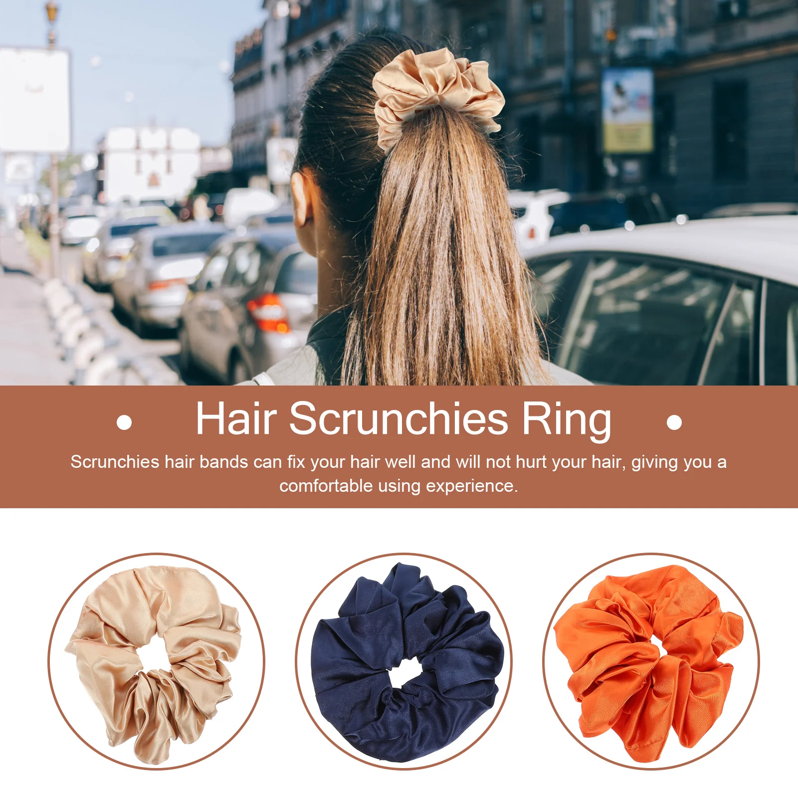 

3Pcs SatinScrunchies SoftLightweight FabricOversized WomenAccessories HairB s RopeHolders Ponytail
