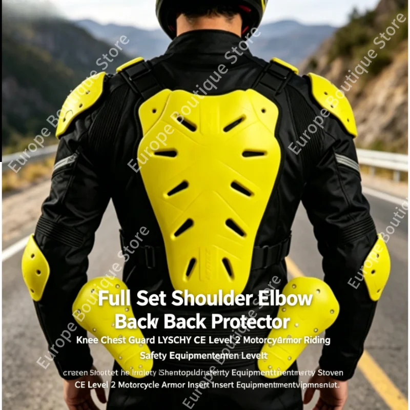 

2026 NEW LYSCHY Full Set CE Level 2 Armor Insert Shoulder Elbow Back Protector Knee Chest Guard for Motorcycle Riding Safety