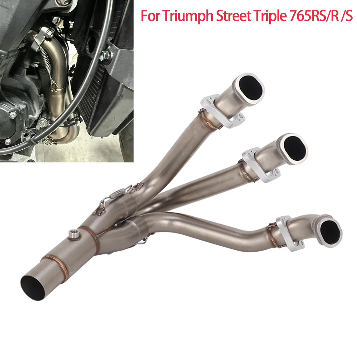 Slip on For Triumph Street Triple 765 S/R/RS Modified Escape Exhaust Front Pipe Slip-On Muffler Header Link Pipe Racing